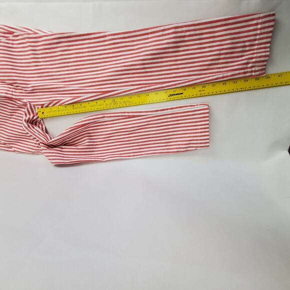 Free People Frankie Y2K High Rise Crop Pants 2 Red White Stripe Button Fly Twee - Picture 15 of 15